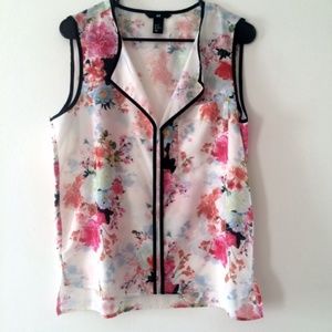 H&M Women's Floral Print Top Sleeveless Blouse